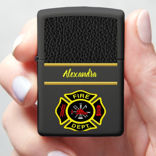 Fire Department logo Black And Yellow Badge Zippo Lighter