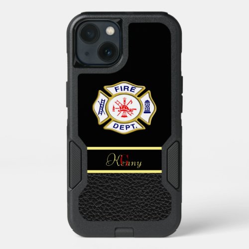 Fire Department logo Blue And White Badge iPhone 13 Case