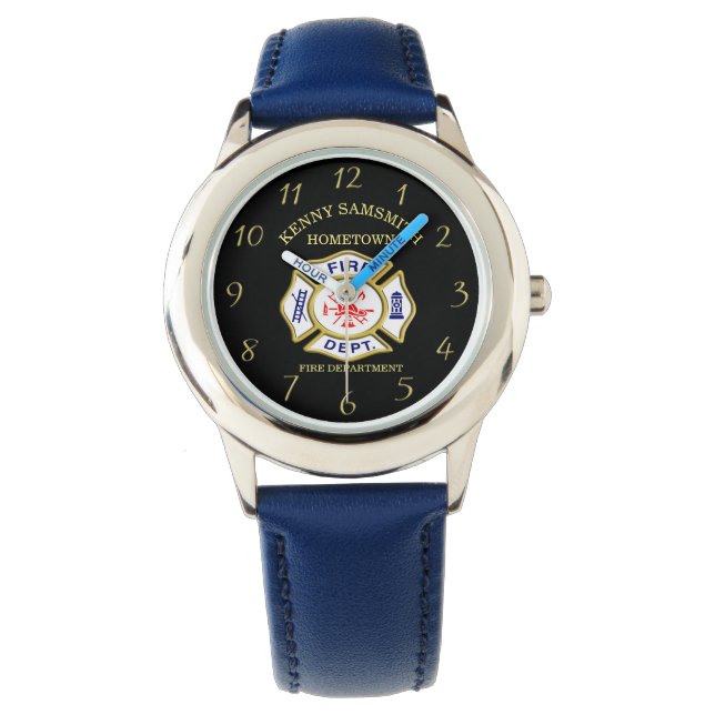 Fire Department logo Blue And White Badge Watch (Front)