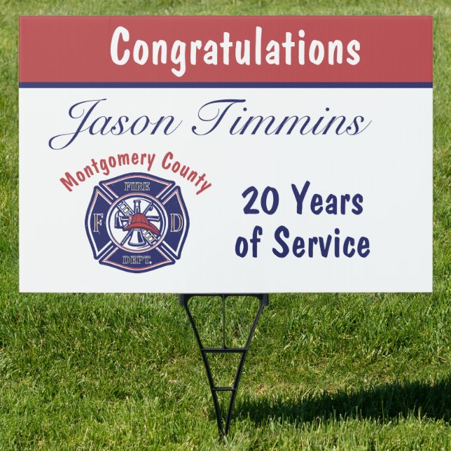 Fire Department Logo Custom Congratulations Sign (Insitu)