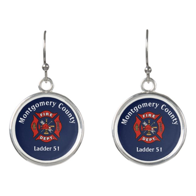 Fire Department Logo Custom   Earrings (Front)