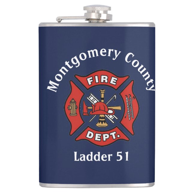 Fire Department Logo Custom  Flask (Front)
