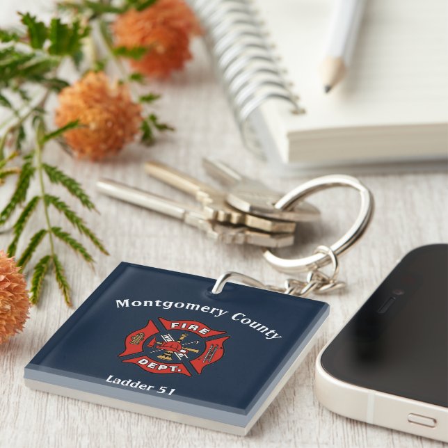 Fire Department Logo Custom Keychain (Front Right)