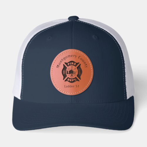 Fire Department Logo Custom  Leather Patch Hat