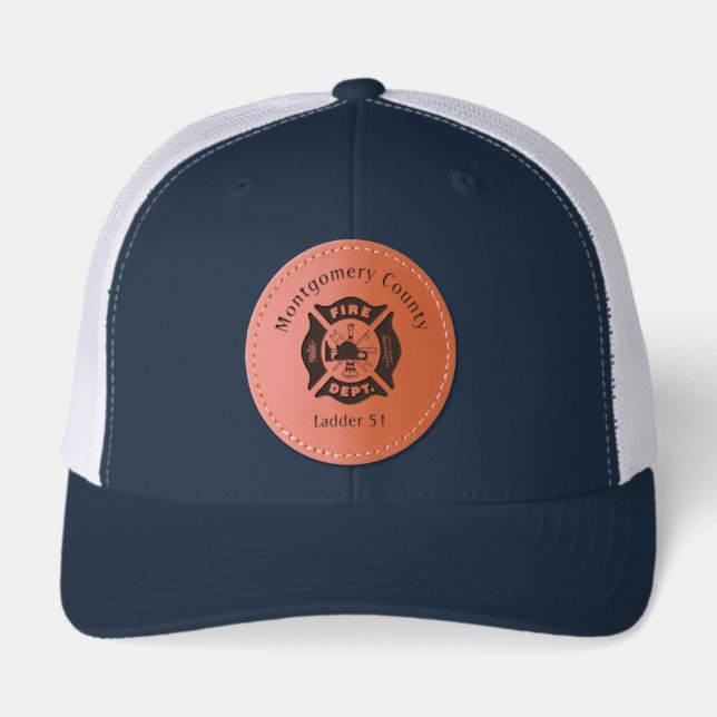 Fire Department Logo Custom  Leather Patch Hat (Front)
