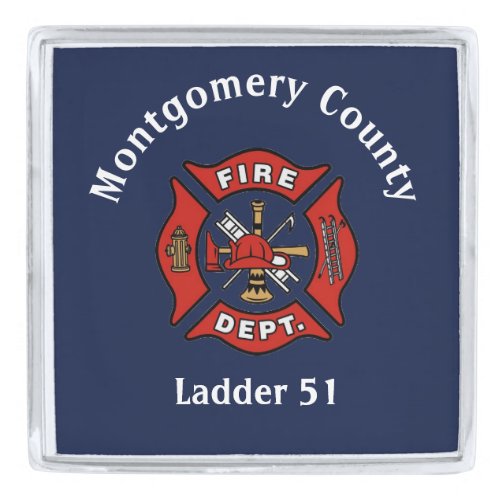 Fire Department Logo Custom    Silver Finish Lapel Pin