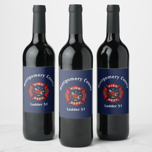 Fire Department Logo Custom  Wine Label