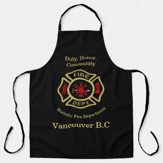 Fire Department logo Duty Honor Red And Gold Apron