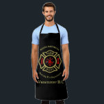 Fire Department logo Gold And Back Badge  Apron<br><div class="desc">Fire Department logo Gold And Back Badge With Fire Axes with text to change as you wish
Great for firemen and first respondents.</div>
