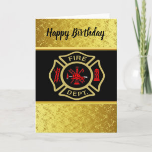 Fire Department logo Gold And Back Badge gold Card