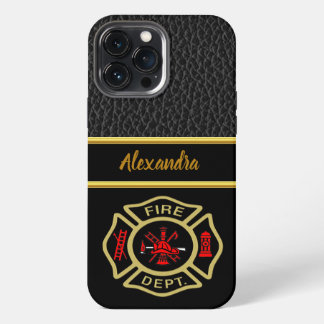 Fire Department logo Gold And Back Badge gold Case