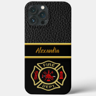 Fire Department logo Gold And Back Badge gold Case