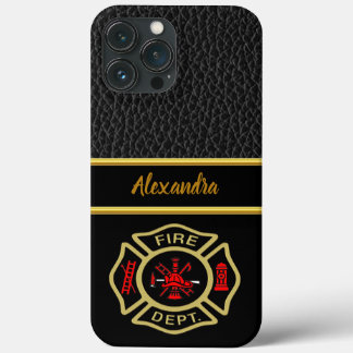 Fire Department logo Gold And Back Badge gold Case