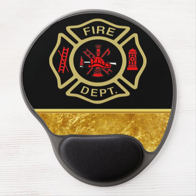 Fire Department logo Gold And Back Badge gold Gel Mouse Pad (Front)
