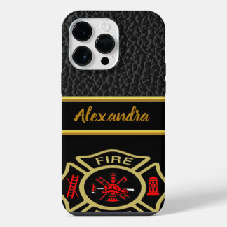 Fire Department logo Gold And Back Badge gold iPhone 14 Pro Max Case