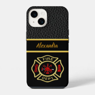 Fire Department logo Gold And Back Badge gold iPhone 14 Case
