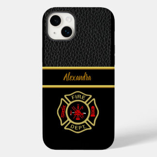 Fire Department logo Gold And Back Badge gold iPhone 14 Plus Case