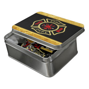 Fire Department logo Gold And Back Badge gold Jigsaw Puzzle