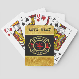 Fire Department logo Gold And Back Badge gold Poker Cards