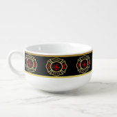 Fire Department logo Gold And Back Badge gold Soup Mug (Right)