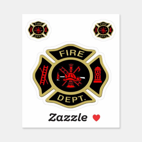 Fire Department logo Gold And Back Badge gold Sticker