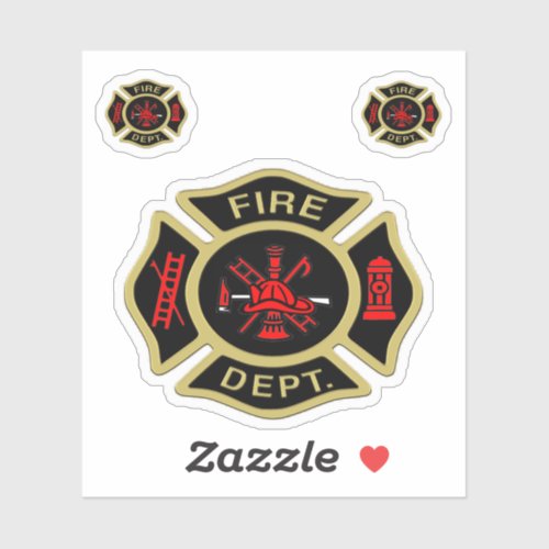 Fire Department logo Gold And Back Badge gold Sticker