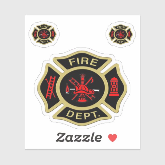Fire Department logo Gold And Back Badge gold Sticker (Sheet)