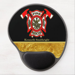 Fire Department logo Gold And Red Badge gold foil Gel Mouse Pad