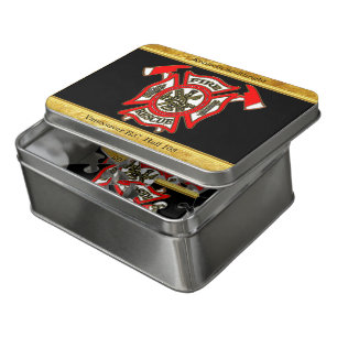 Fire Department logo Gold And Red Badge gold foil Jigsaw Puzzle