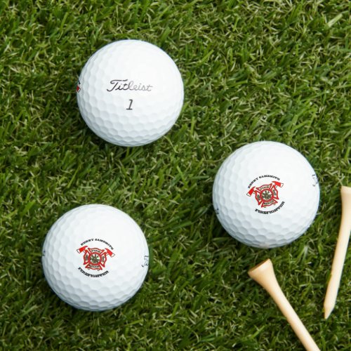 Fire Department logo Gold And Red Badge Golf Balls