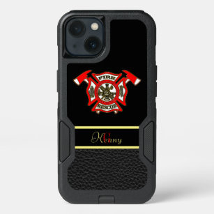 Fire Department logo Gold And Red Badge iPhone 13 Case