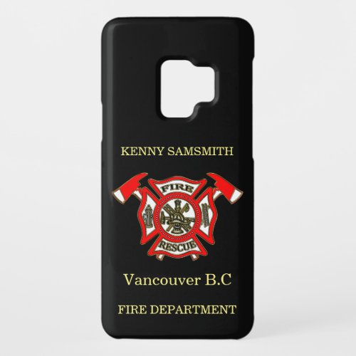 Fire Department logo Gold And Red Badge With Axes Case_Mate Samsung Galaxy S9 Case