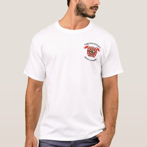 Fire Department logo Gold And Red Badge With Fire T_Shirt