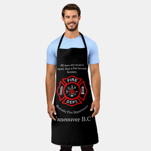 Fire Department logo Red And Black Badge Apron