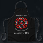 Fire Department logo We serve to save Apron<br><div class="desc">Fire Department logo Red And Black Badge With Fire Axes with text to change as you wish
Great for firemen and first respondents.All men are created equal,  then a few become firemen.Be alert avert fireWe serve to save.</div>