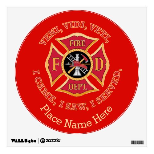Fire Department Maltese Cross Custom VVV  Shield Wall Sticker