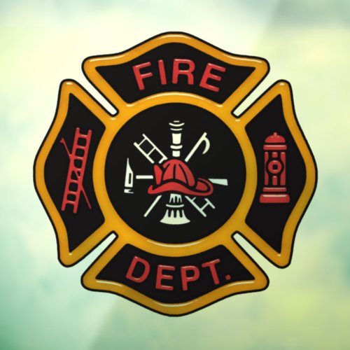 Fire Department Maltese Cross Window Cling