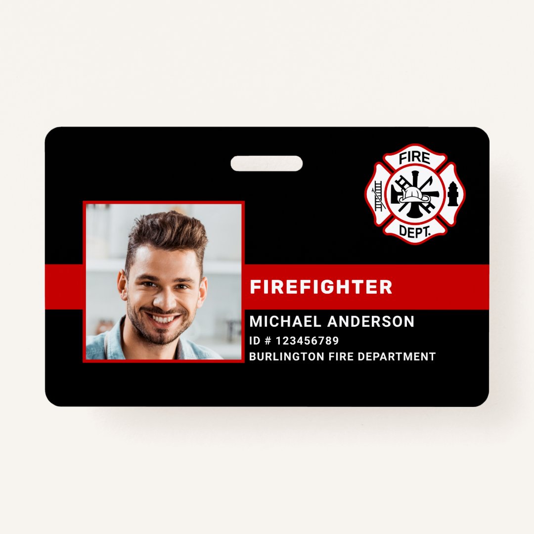 Fire Department Personalized Photo Firefighter ID Badge | Zazzle