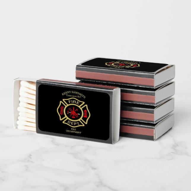 Fire Department Red And Gold Badge  Matchboxes (Stacked)