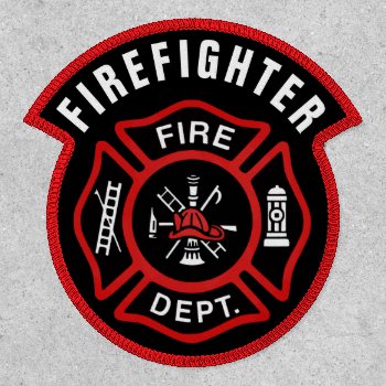 Fire Department Red Maltese Cross Patch by JerryLambert at Zazzle