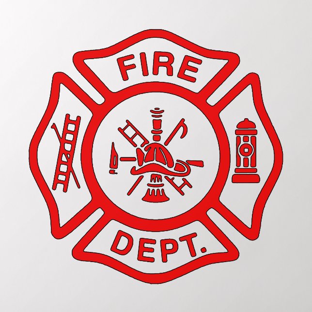 Fire Department Red Maltese Cross Wall Decal (Insitu 2)