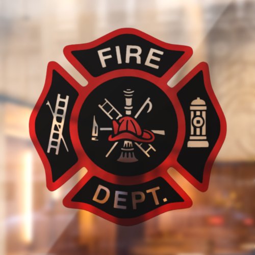 Fire Department Red Maltese Cross Window Cling