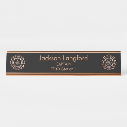 Fire Department Rose Gold Desk Name Plate