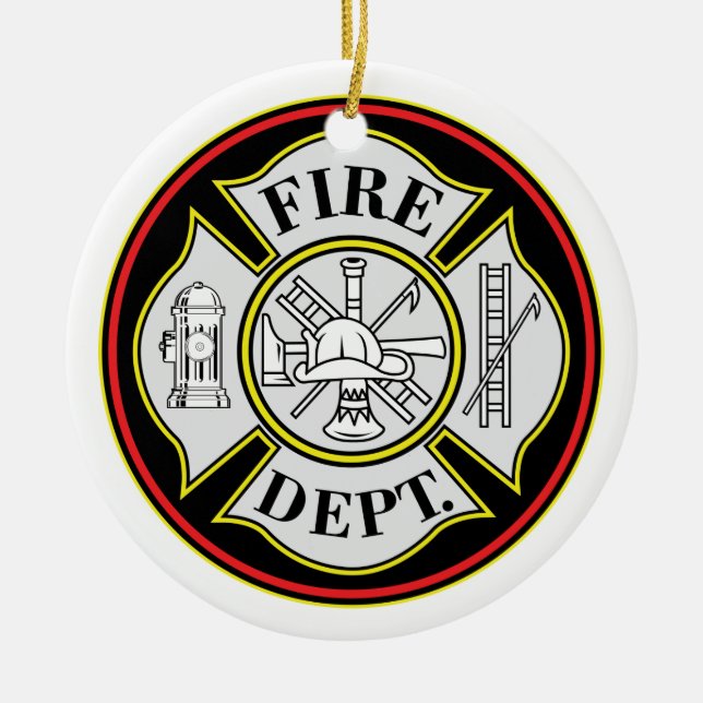 Fire Department Round Badge Ceramic Ornament (Front)