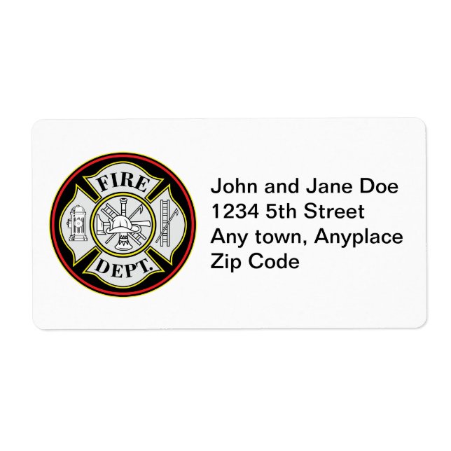 Fire Department Round Badge Label (Front)