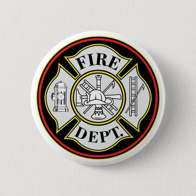 Fire Department Round Badge Pinback Button (Front)