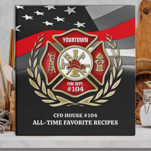 Fire Department Station House Recipe Cookbook 3 Ring Binder