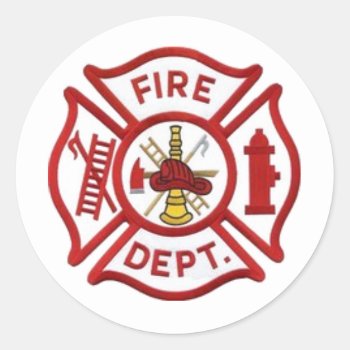Fire Department Sticker by CrabTreeGifts at Zazzle