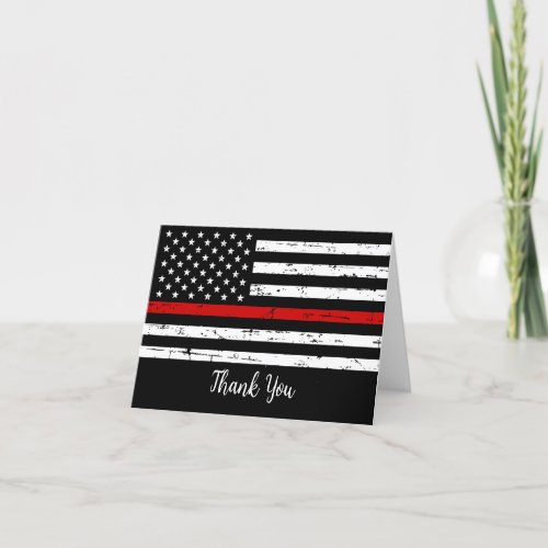 Fire Department Thin Red Line Firefighter  Thank You Card