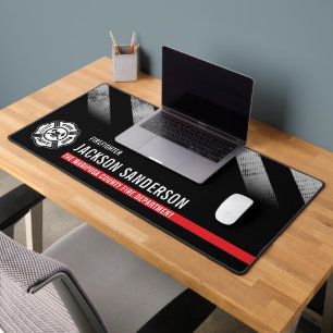 Fire Department Thin Red Line Logo Firefighter Desk Mat